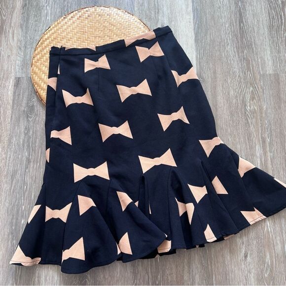 Eva franco Anthropologie bow print skirt women’s size 6 novelty print geeky nerd - Picture 6 of 8